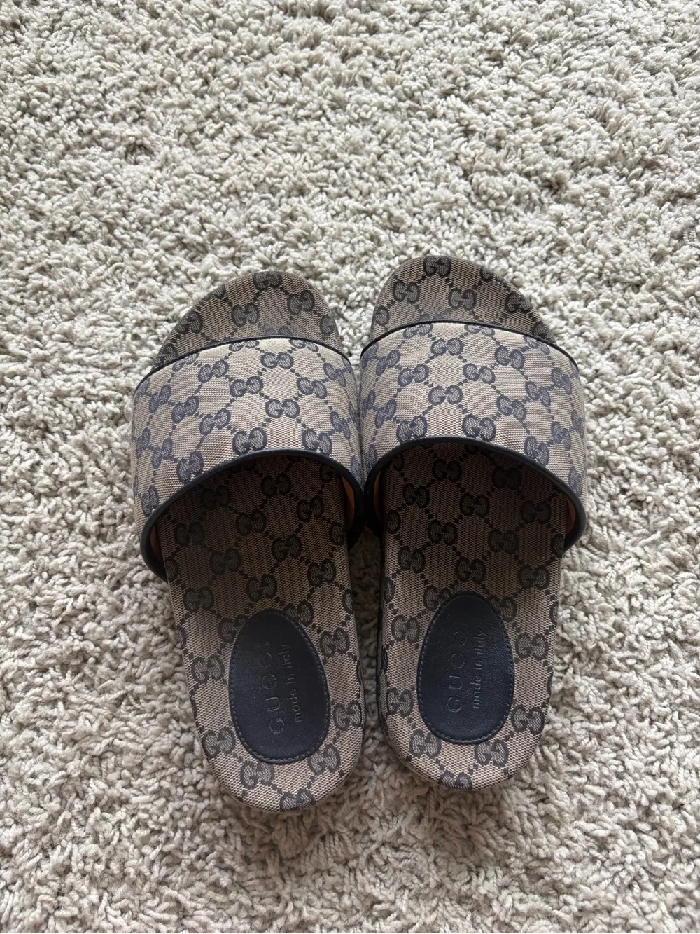 GG Supreme Monogram Slide Sandals